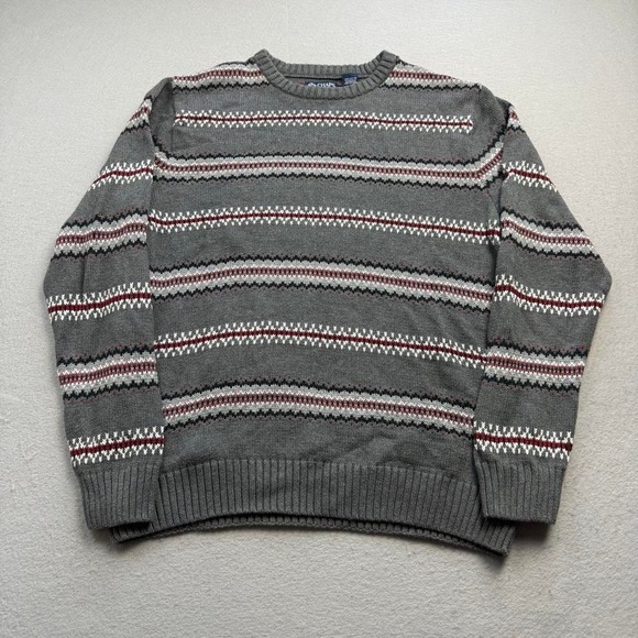 Chaps Other - Chaps Fair Isle Knit Sweater Gray Red White Pattern Men's Large